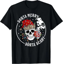 Funny Christmas Sorta Merry Sorta Scary Skeleton Coffee Xmas T-Shirt S-5XL