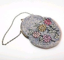Vtg Belgium 1920s Colorful Handbag Purse Clutch Frame Glass Beads Flowers RARE