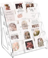 5-Tier Clear Acrylic Card Display Stand for Greeting Cards Trading Cards