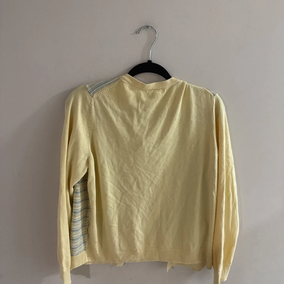 Charter Club Women's Yellow & Blue Striped Cardigan, Long Sleeve, Size XL - Image 4 of 4