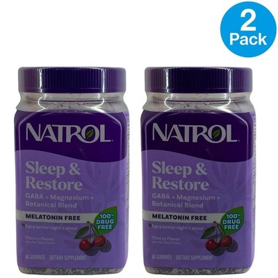 Natrol Sleep & Restore Melatonin Free Gummies Cherry 60ct 2 Pack Exp 2027