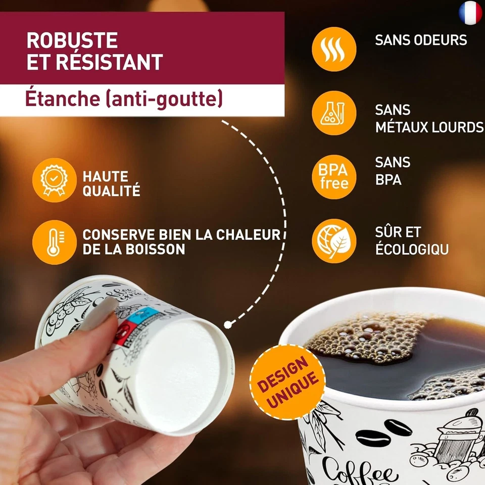100 Gobelets Jetables de 200 ml / 7 oz en Carton Blanc, Parfaits pour Café et - Photo 3/4