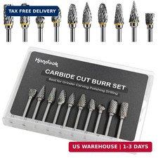 Handook Tungsten Carbide Double Cut Burr Set, with 1/8" Shank 1/4" Grinding Head