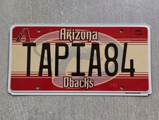 Arizona Dbacks Aluminum License Tag TAPIA84 Single Diamondbacks AZ Baseball MLB