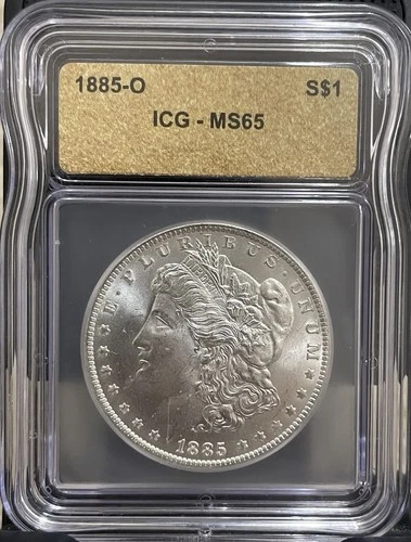 MS65 1885-O Silver Morgan Dollar ICG MS65 GEM Gold label