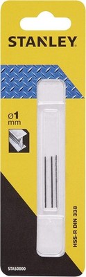 Stanley 3x HSS-R DIN 338 Spiralbohrer Metallbohrer Edelstahlbohrer 1mm