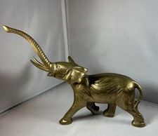 Large VTG Solid Brass Elephant 8.5 Tall 10 Long 4.5lbs Trunk up MCM