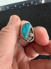 Vintage Sterling Silver Navajo Turquoise Ring Heavy