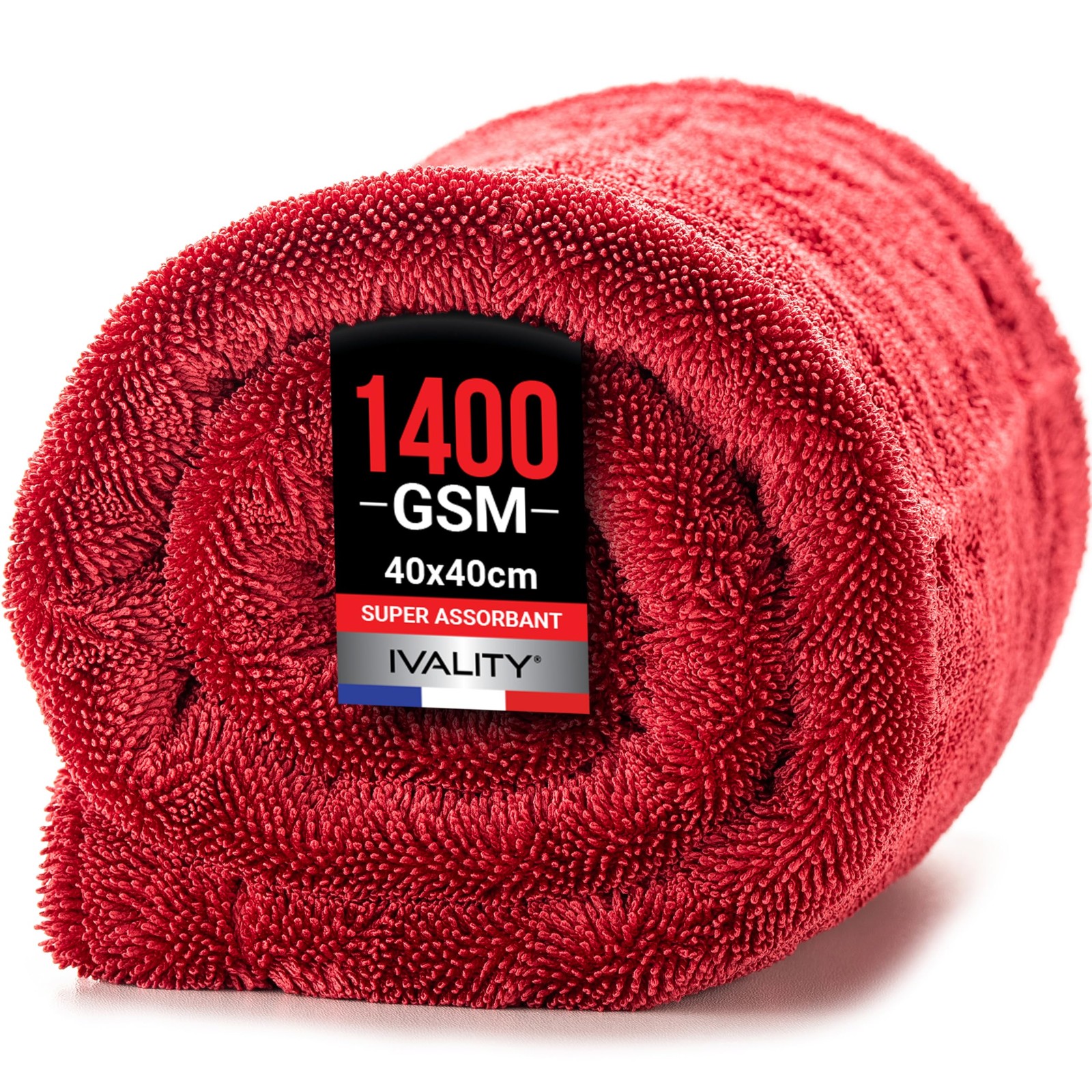 Chiffon microfibre voiture 1400 GSM de qualité premium pour un séchage sans rayure 40x40cm