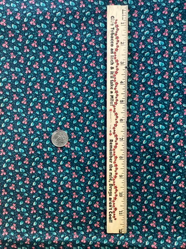 VIP Cranston Print Works VIP Fabric - 5 yds Floral Calico - Green Blue Red - Picture 3 of 6
