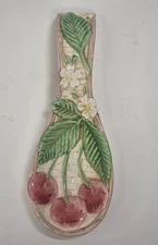 Vintage Fitz & Floyd Hand Painted Ceramic Spoon Rest Taiwan CHERRIES cherry
