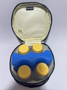 Medela Breast Milk Storage Cooler Bag w/ Contoured Ice Pack 4 5oz Bottles + Lids