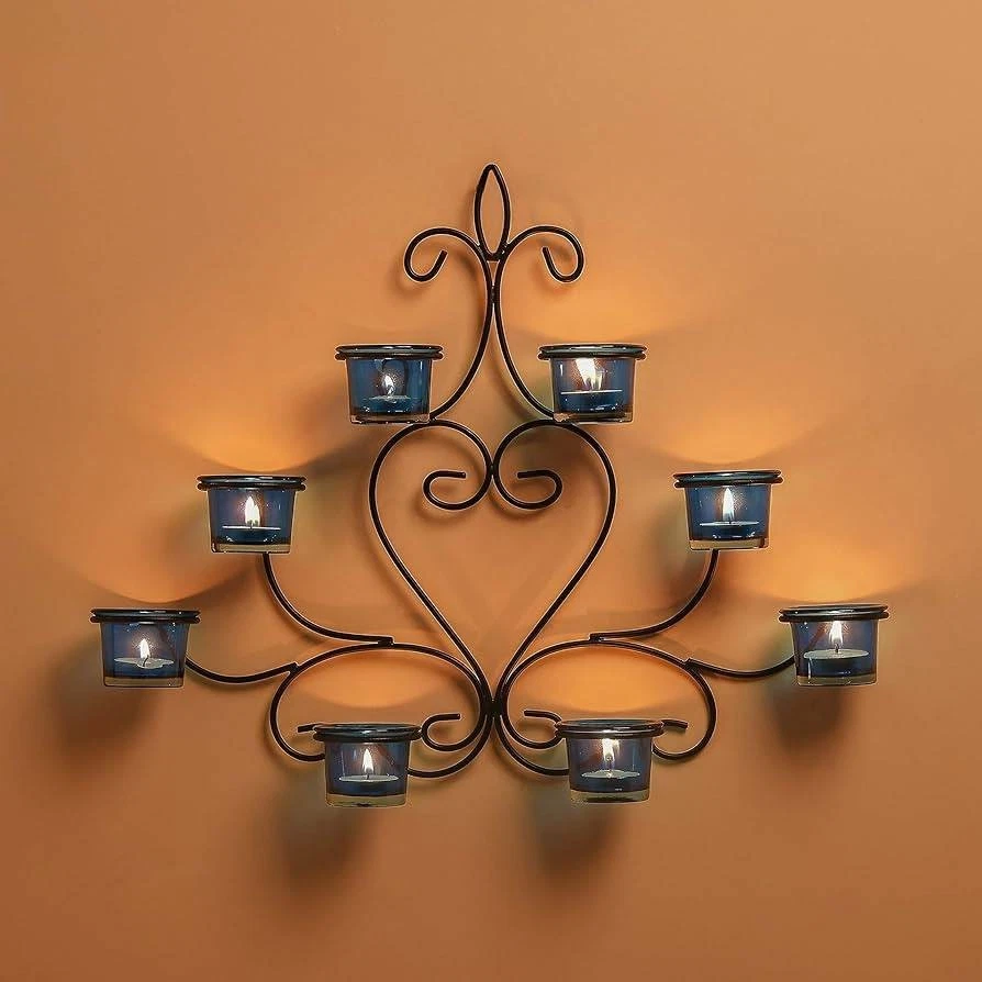 Hosley Collection Scrolled Iron Tealight Wall Sconce, 2 Pack 17" W x 12" H, New - Image 3 of 4