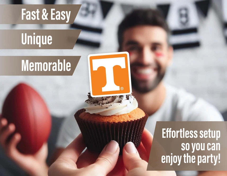 Suministros para fiestas de voluntarios de Tennessee | Toppers para pancartas y pasteles | Fútbol americano, cumpleaños Foto 4 de 4