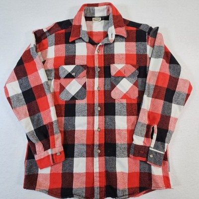 Five Brother Plaid Cotton Flannel Button Down Shirt  Mens Large Vintage 90's
