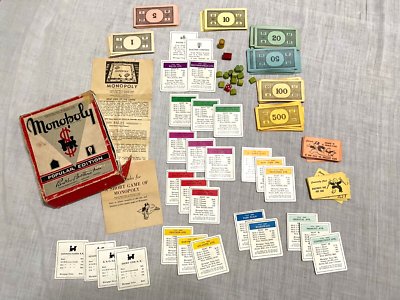 MONOPOLY　英語版 Monopoly Game 1952 Popular Edition Red Box Parts Only - No Board