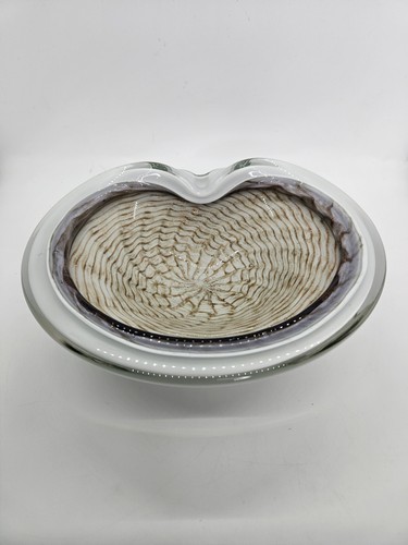 Murano Glass Alfredo Barbini/Fratelli Toso White & Gold Swirl Bowl Ashtray *READ - Picture 2 of 23
