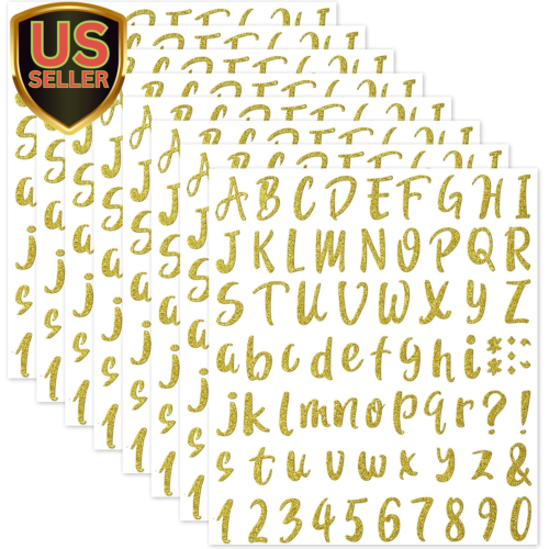 576 Pieces 8 Sheets Glitter Letters Stickers Self Adhesive Vinyl Letter Alpha...