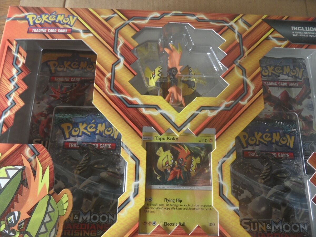 Pokemon TCG Tapu Koko Figure Collection Box ( 4 Booster Packs ) New