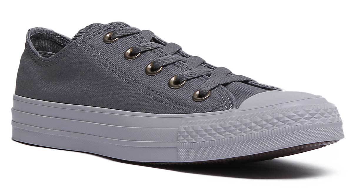 Converse Chuck Taylor Womens Canvas Low Cut Trainers In Grey Size