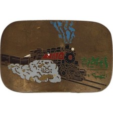 Brass Railroad Train Locomotive Steam Engine Railway 1970s Vintage Belt Buckle