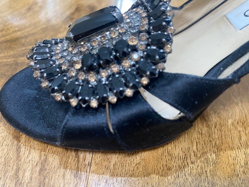 Jimmy Choo Shoes Size 4UK EUR37 Peep Toe Heels Swarovski Crystals Black - Foto 4 di 16