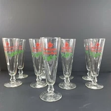 Vintage Budweiser Anheuser Busch 7.75in Fluted Stemmed Glasses Set Of 9