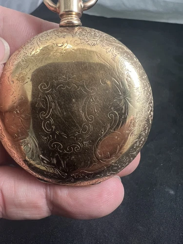 Antique ELGIN National Watch Co Gold Tone Pocket Watch Model 3,not working AS IS