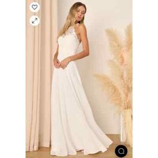 NWOT Lulus Dance All Evening White Lace Maxi DressSize Medium 