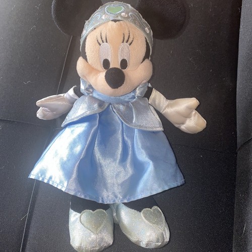 Minnie Mouse Plush Disney Cinderella Blue Dress Stuffed Animal 12" tiara park