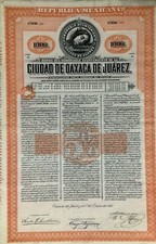 Ciudad De Oaxaca De Juarez 5% 1000 Mexican Pesos Bond with coupons attached&nbsp;x 2
