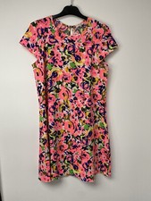 River Island Women’s Pink Multicolour Floral Shift Dress Short Sleeve Size 10