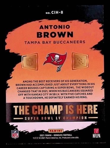 Antonio Brown 2021 Panini Donruss The Champ is Here #CIH-8 - Imagen 2 de 2