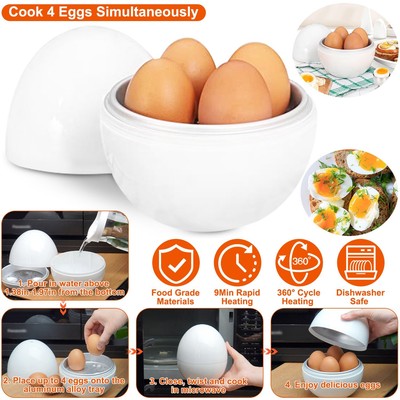 4 Eggs Microwave Egg Boiler Steamer Cooker Cooking Accessories Boiled Egg Maker
