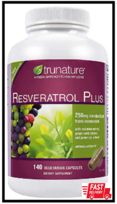 trunature Resveratrol Plus, 140 Vegetarian Capsules FREE SHIPPING EXP: 12/2024
