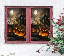 3D Moon Pumpkin A228 Window Film Print Sticker Cling Stained Glass UV Sinsin