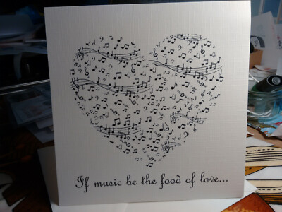 Handgefertigte Musik Note edle Valentinskarte. Musiker.  [PACK] SENT TRACKED