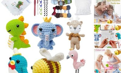  6 Pcs Crochet Kit for Beginner, Beginner Crochet Kit for Crochet Animal Kits