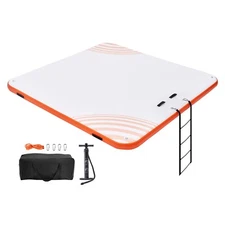 Inflatable Floating Dock 10x10FT Inflatable Dock Platform Mat with Ladder