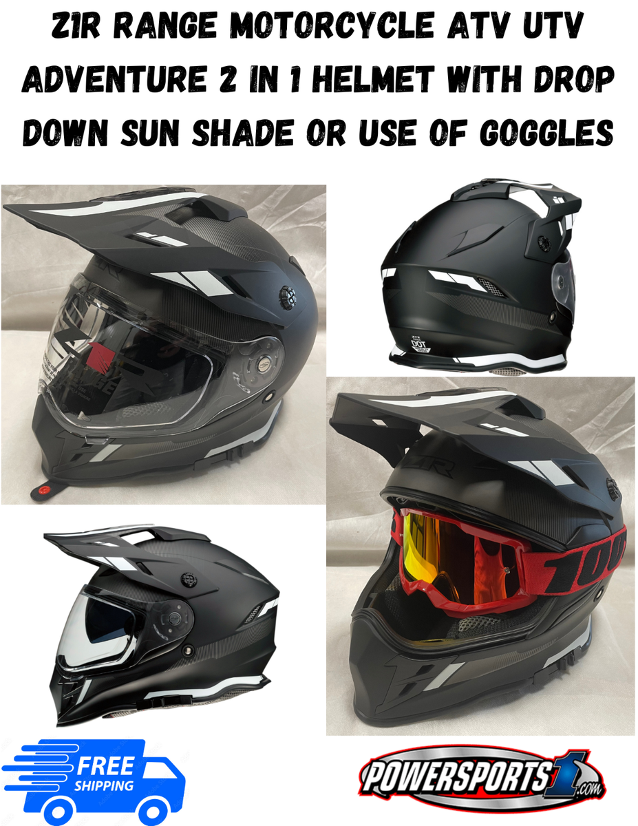 Z1R RANGE IN MOTORCYCLE ATV UTV ADVENTURE HELMET DROP DOWN SUN