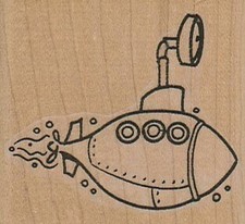 Submarine 2 1/4 x 2" Rubber Stamp, Sub Stamp, Ocean Stamp, Nautical