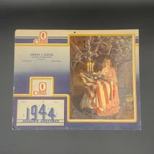 Vintage 1944 Curlee Clothes Patriotic Calendar Susan B Anthony American Flag