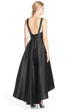 NEW ALFRED SUNG High/Low Hem Sateen Twill GOWN DRESS SZ 10 $231 BLACK NORDSTROM