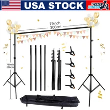 Adjustable Backdrop Stand Background Support System with Carrying Bag + 4 Clamps