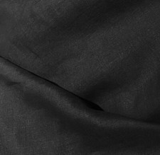 BLACK 100 linen Fabric 56  Width Sold By The Yard