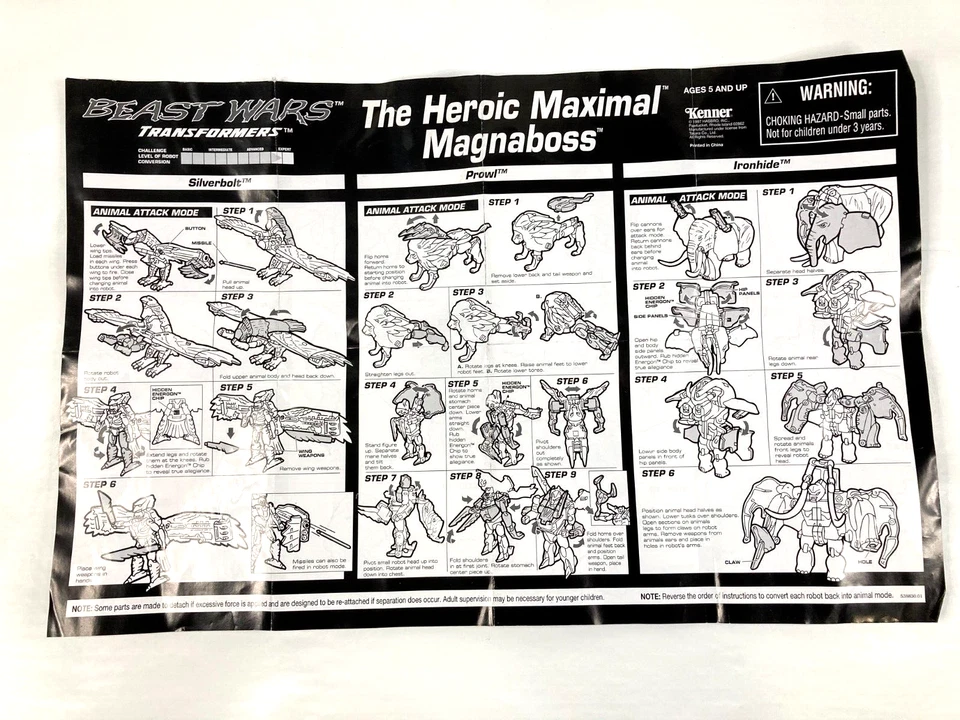 3 manuales de instrucciones originales de Beast Wars Transformers de colección - años 90 Foto 3 de 4
