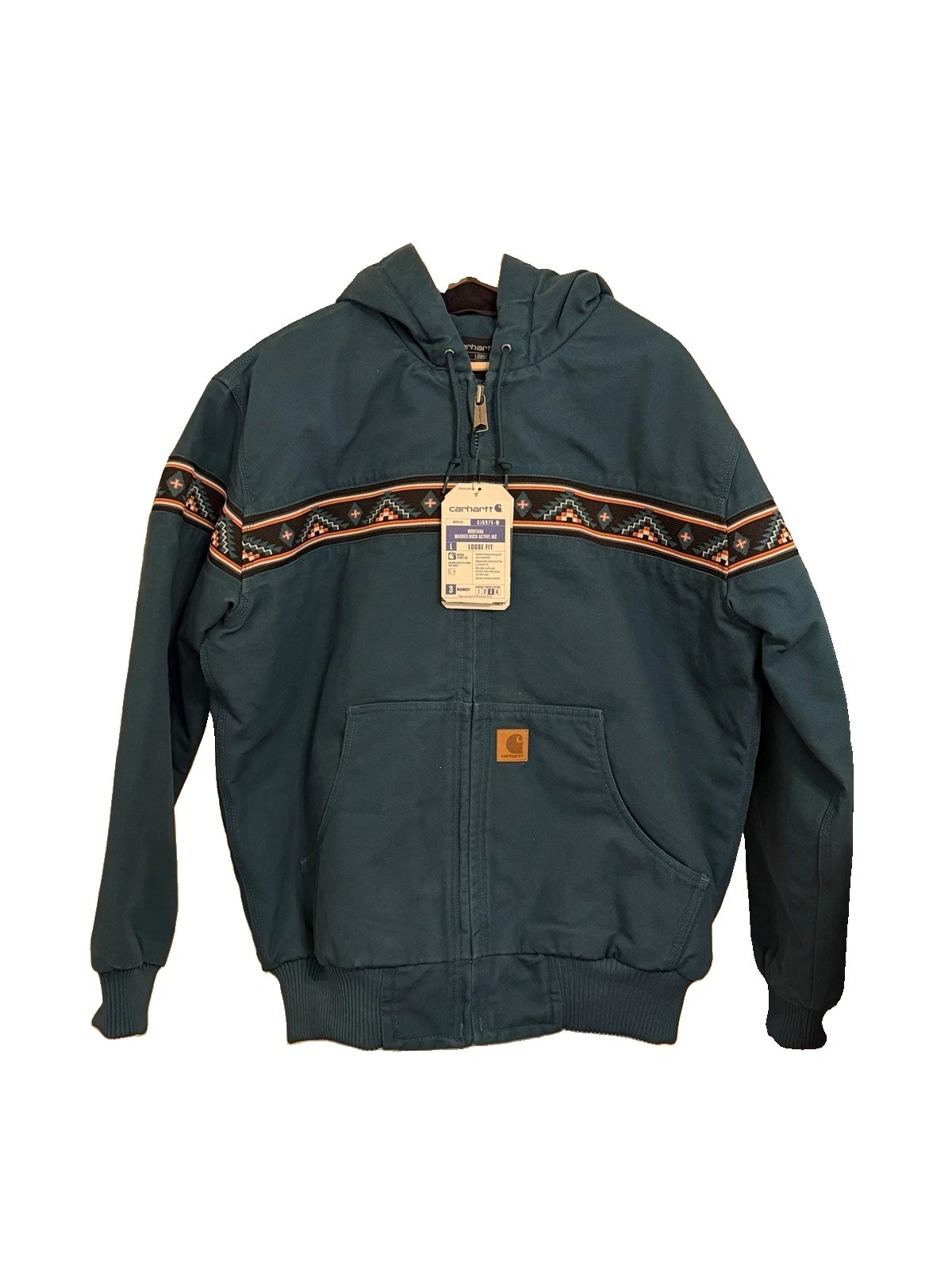 Carhartt Anniversary Yellowtail Montana Active Jac Aztec Medium NWT Teal Blue - product detail image 1