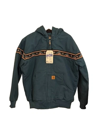 Carhartt Anniversary Yellowtail Montana Active Jac Aztec Medium NWT Teal Blue video thumbnail