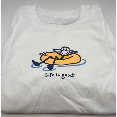 #ad Life is Good Mens Crusher Tee White Inner Tube Jake Graphic T Shirt Large NWT $17.95
