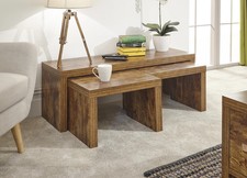 Coffee Table Nest Lamp Mango Wood Rustic Modern End Long John Set Jakarta
